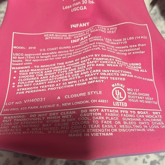Full Throttle Infant Girls Life Vest / up to 30 lbs - Picture 3 of 5